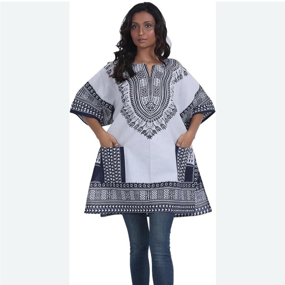 Unisex African Dashiki Short Sleeve Top 100% cotton  EA116 - Picture 1 of 5